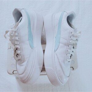 PUMA OSLO MAJA" White + Mint Blue Platform Sneakers- Size US7